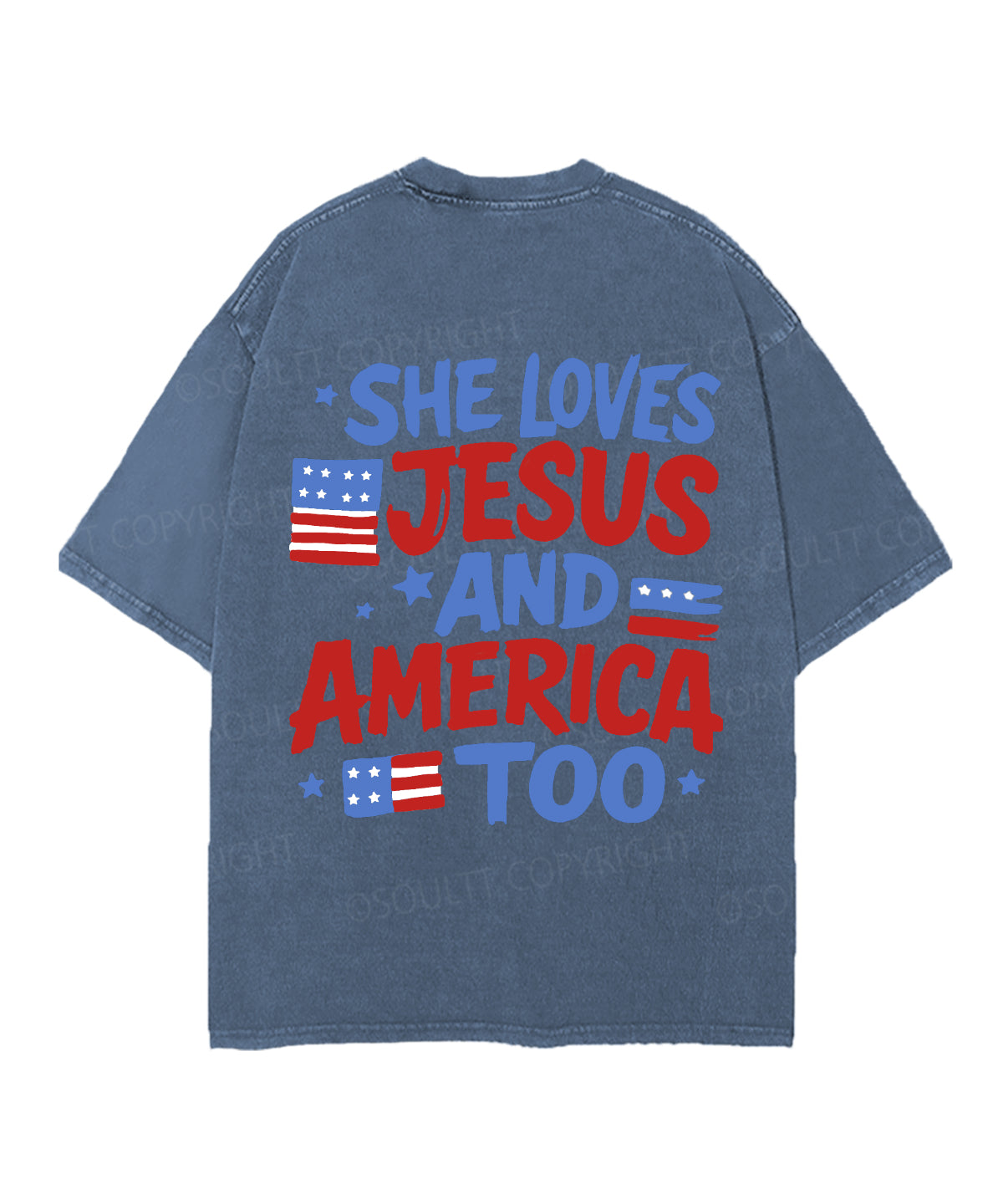 She Loves Jesus And America Too Double Sided Unisex Christian Washed T-Shirt & Shorts