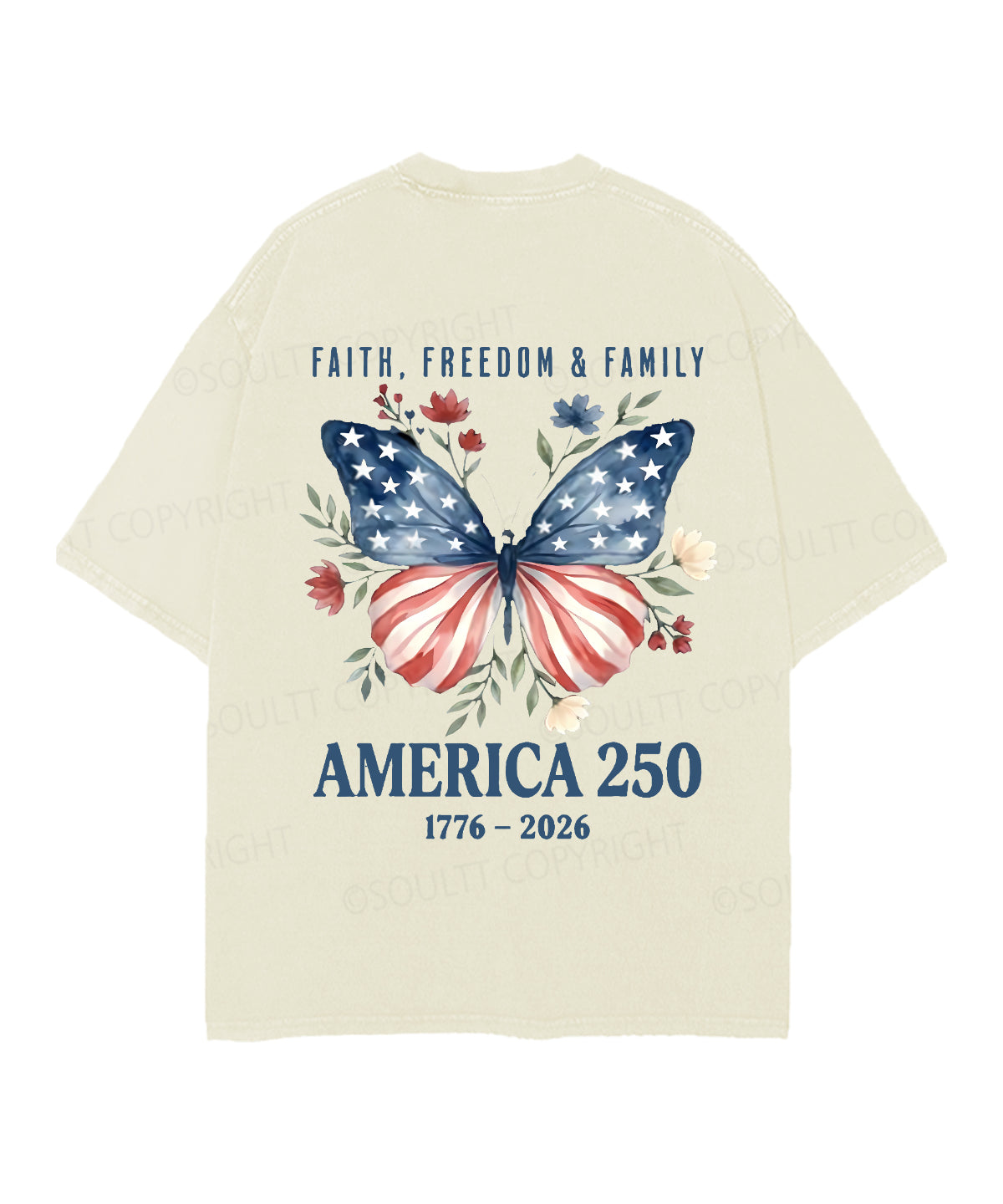 250 Years America Anniversary Double Sided Unisex Christian Washed T-Shirt & Shorts