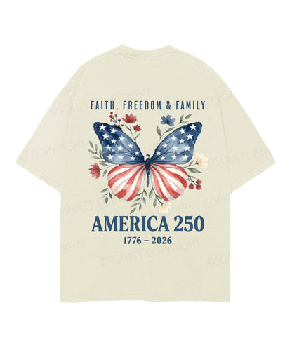 250 Years America Anniversary Double Sided Unisex Christian Washed T-Shirt & Shorts