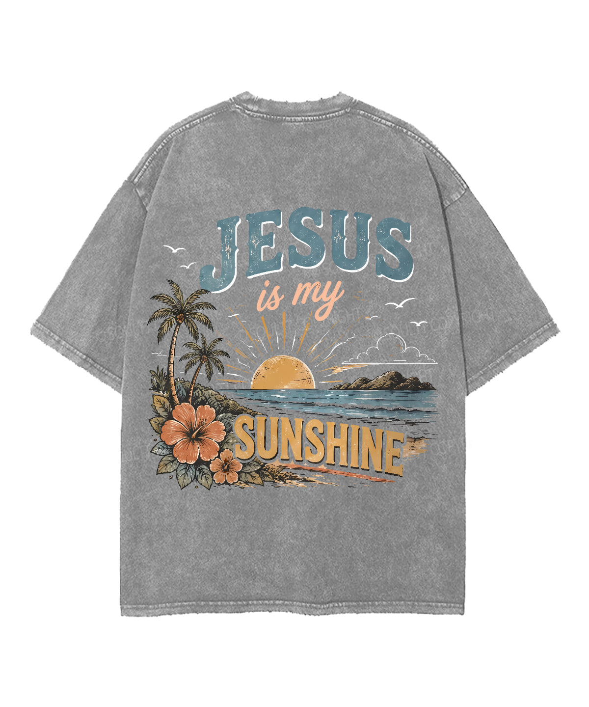 Jesus Is My Sunshine Double Sided Unisex Washed Christian T-shirt