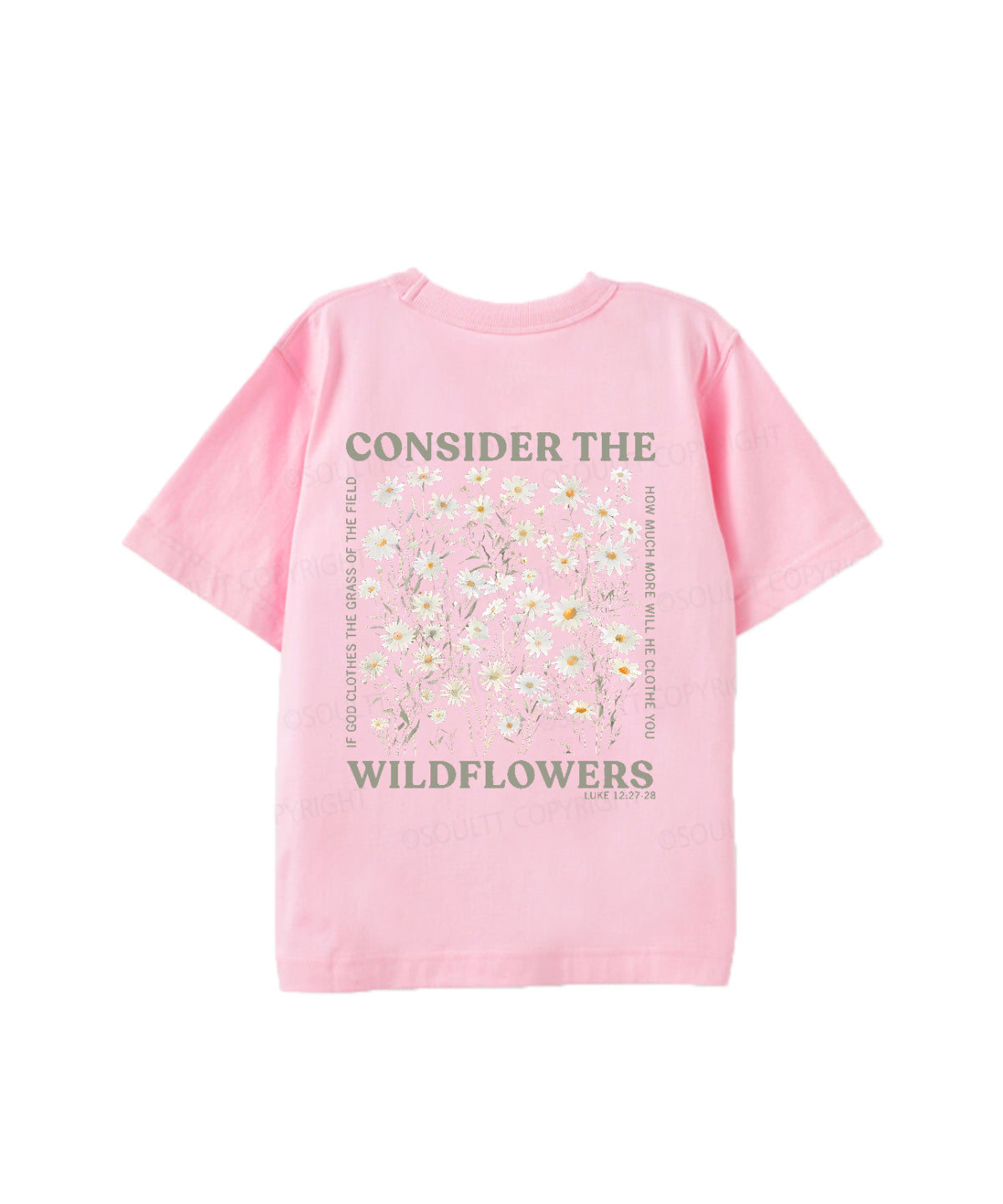 Kids Consider The Wildflowers Double Sided Cotton Christian T-shirt