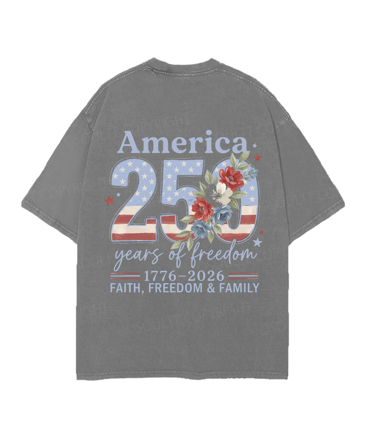 250 Years America Anniversary Double Sided Unisex Christian Washed T-Shirt & Shorts