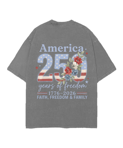250 Years America Anniversary Double Sided Unisex Christian Washed T-Shirt & Shorts