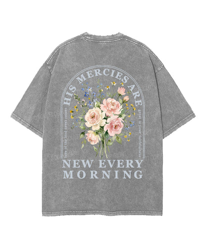 His Mercies Are New Every Morning Double Sided Unisex Washed Christian T-shirt