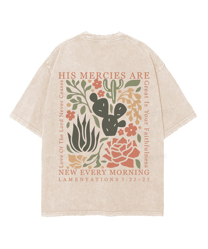 His Mercies Are New Every Morning Double Sided Unisex Washed Christian T-shirt