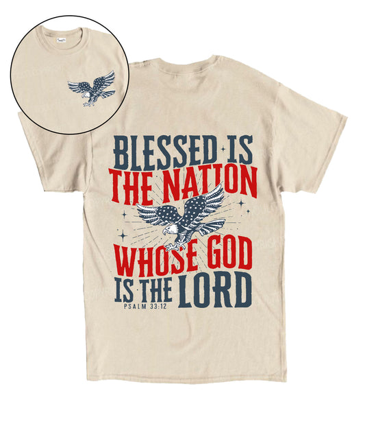Blessed Is The Nation Whose God Is The Lord Double Sided Unisex Cotton Christian T-Shirt