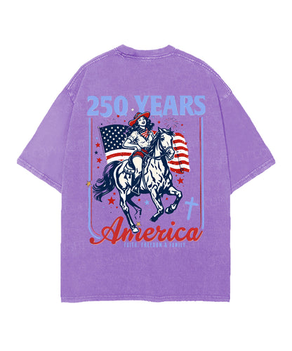 250 Years America Anniversary Double Sided Unisex Christian Washed T-Shirt & Shorts