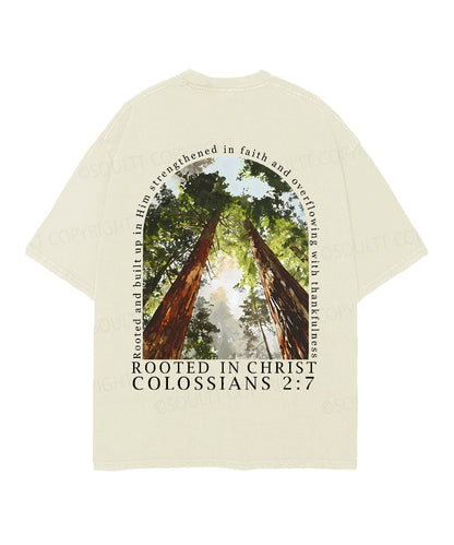 Rooted In Christ Double Sided Unisex Christian Washed T-Shirt & Shorts