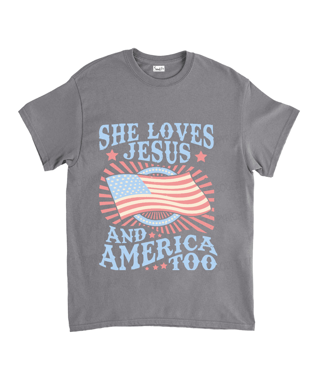 She Loves Jesus And America Too Unisex Cotton Christian T-Shirt