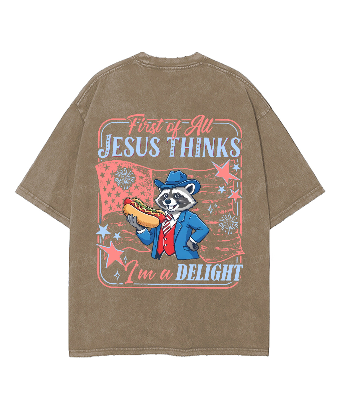 First Of All Jesus Thinks I'm A Delight Double Sided Unisex Washed Christian T-shirt