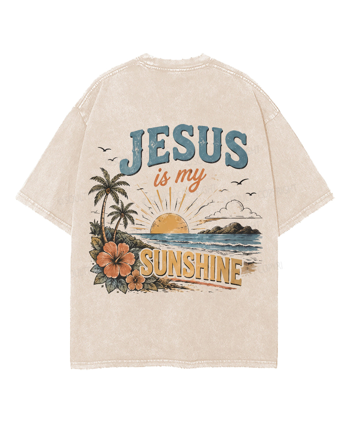 Jesus Is My Sunshine Double Sided Unisex Washed Christian T-shirt