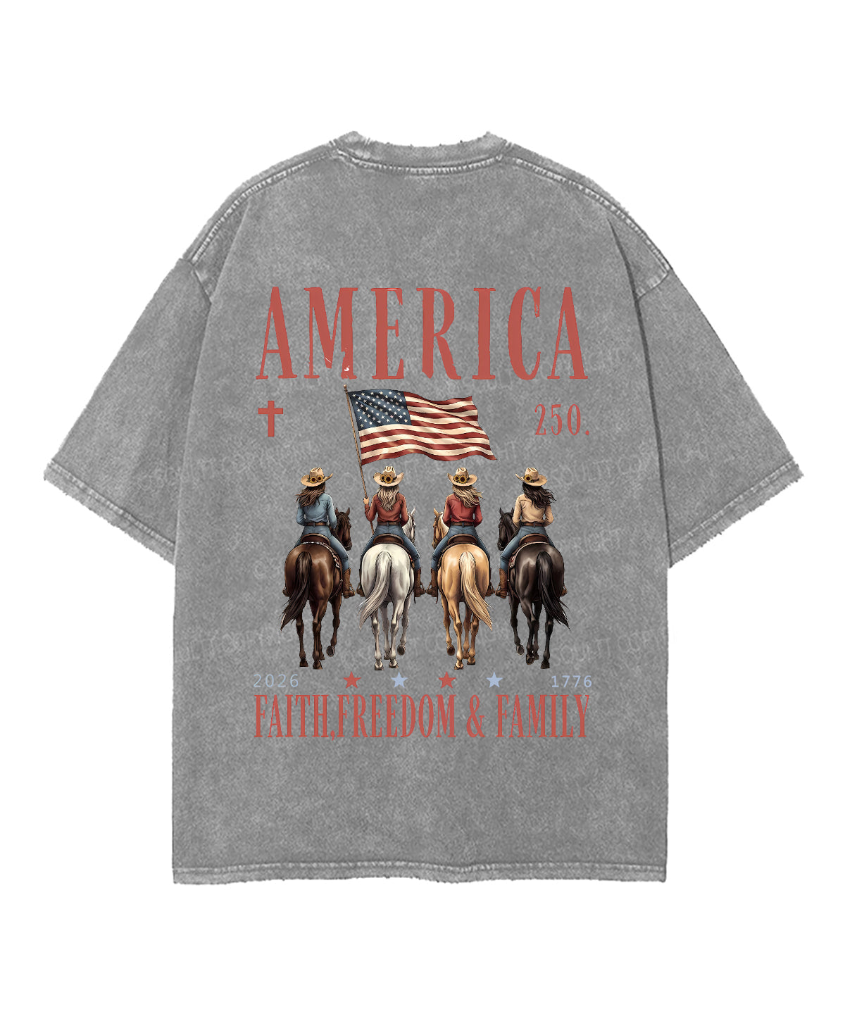 250 Years America Anniversary Double Sided Unisex Washed Christian T-shirt