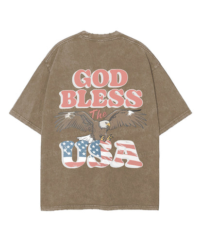 God Bless The USA Double Sided Unisex Washed Christian T-shirt