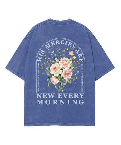 His Mercies Are New Every Morning Double Sided Unisex Washed Christian T-shirt