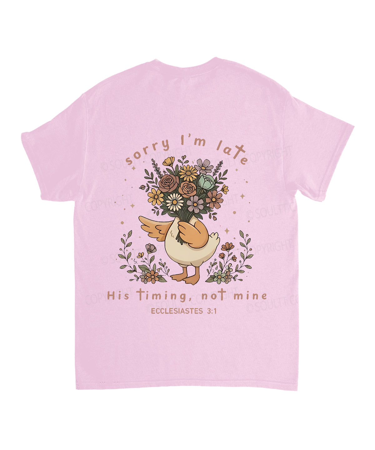 Sorry I’m Late, His Timing Not Mine Double Sided Unisex Cotton Christian T-Shirt