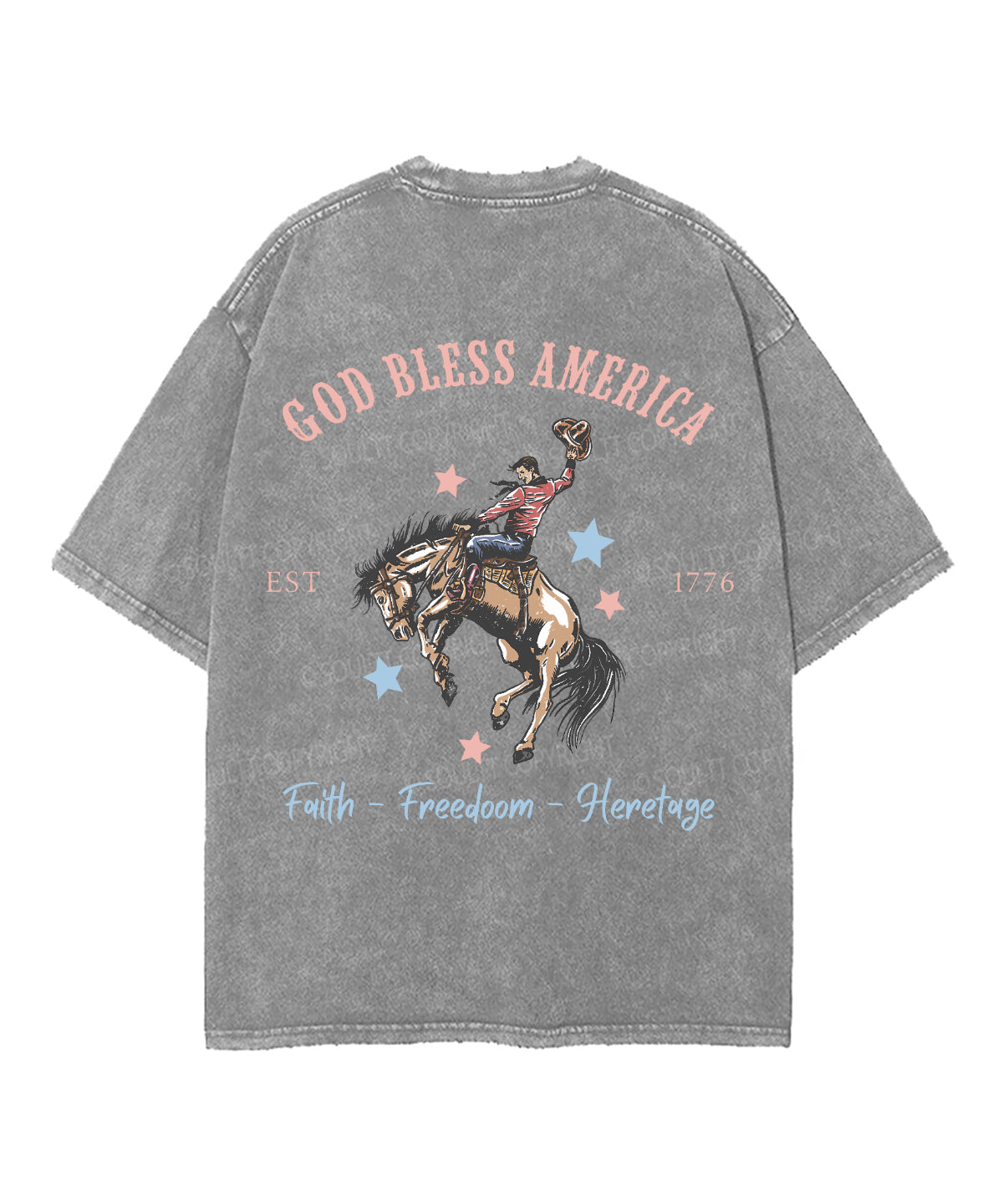 God Bless America Double Sided Unisex Washed Christian T-shirt