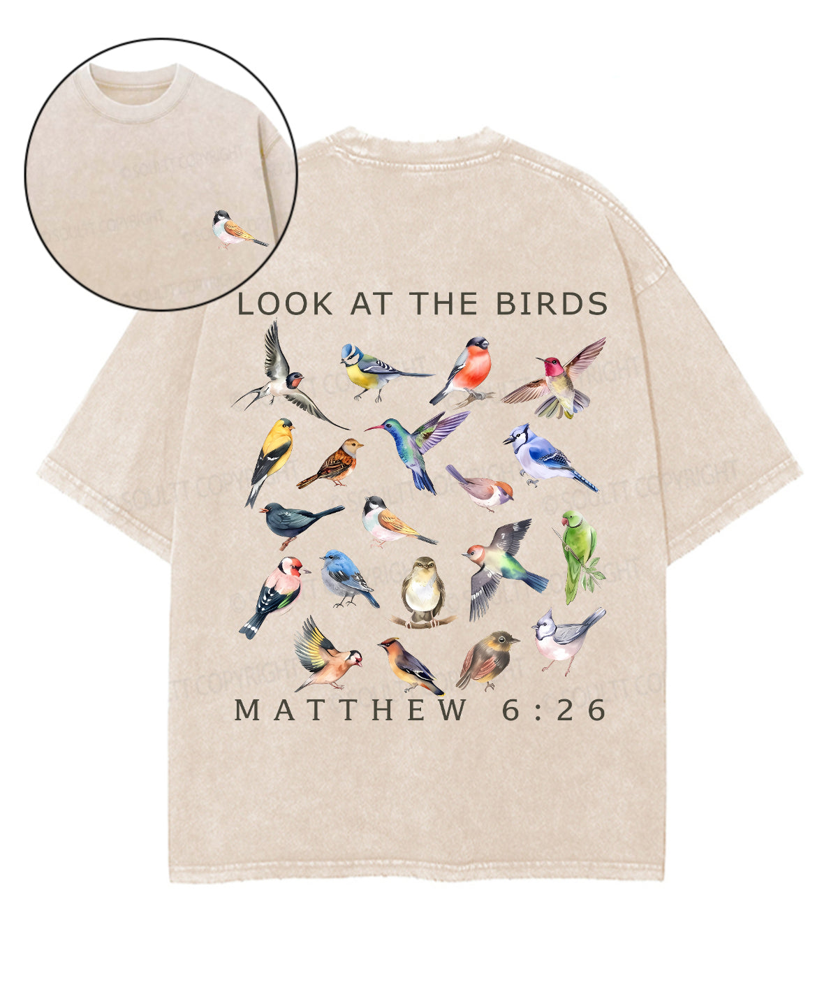 Look At The Birds Double Sided Unisex Washed Christian T-shirt