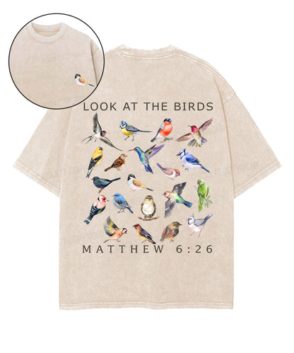 Look At The Birds Double Sided Unisex Washed Christian T-shirt