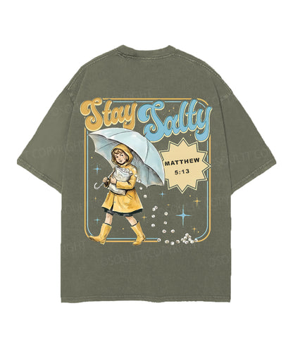Stay Salty Double Sided Unisex Christian Washed T-Shirt & Shorts