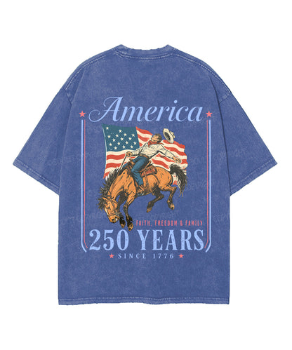 250 Years America Anniversary Double Sided Unisex Washed Christian T-shirt