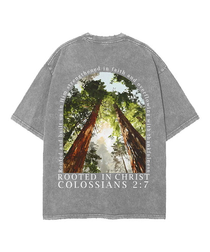 Rooted In Christ Double Sided Unisex Washed Christian T-shirt