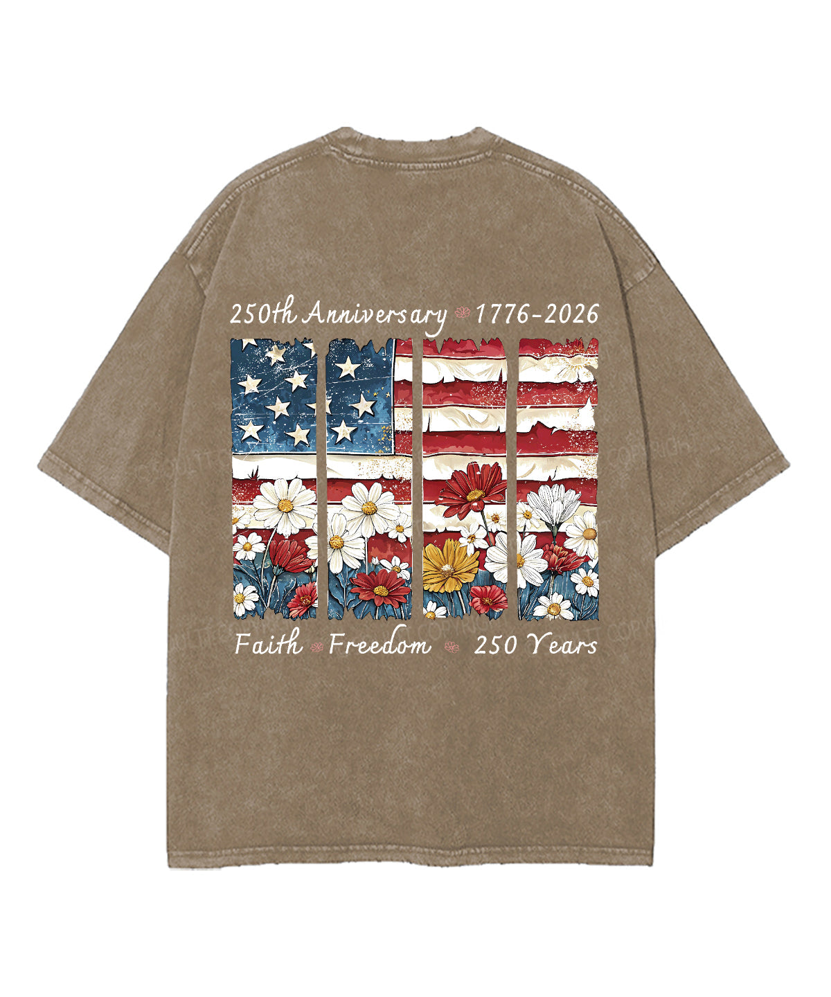 Faith Freedom 250 Years Double Sided Unisex Washed Christian T-shirt
