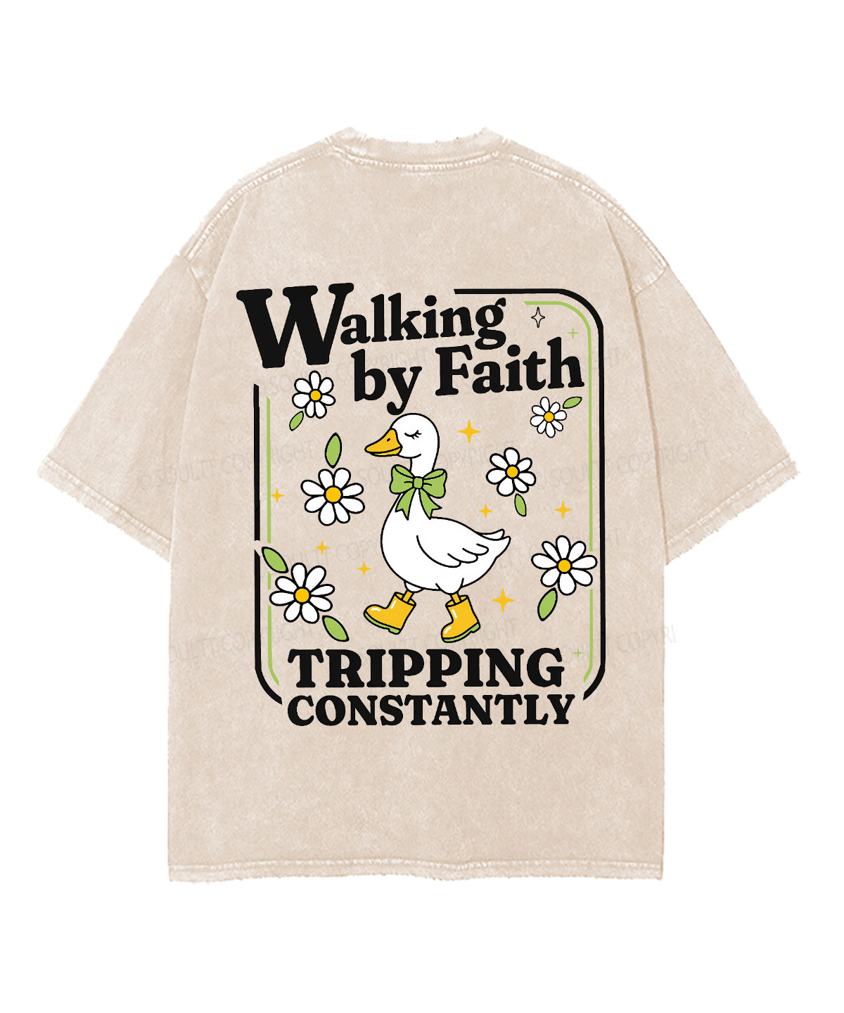 Walking By Faith Tripping Constantly Double Sided Unisex Washed Christian T-shirt