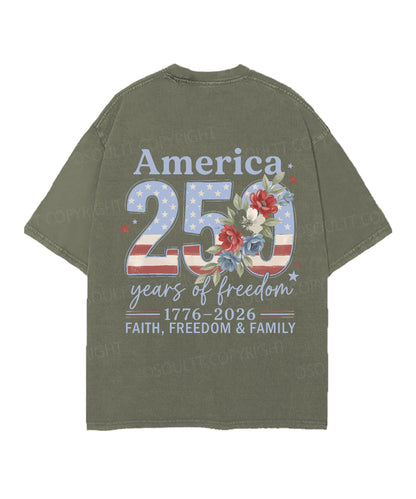 250 Years America Anniversary Double Sided Unisex Christian Washed T-Shirt & Shorts