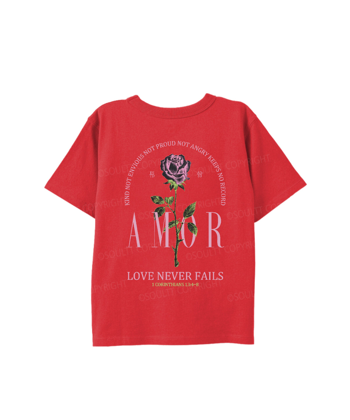 Kids Love Never Fails Double Sided Cotton Christian T-shirt