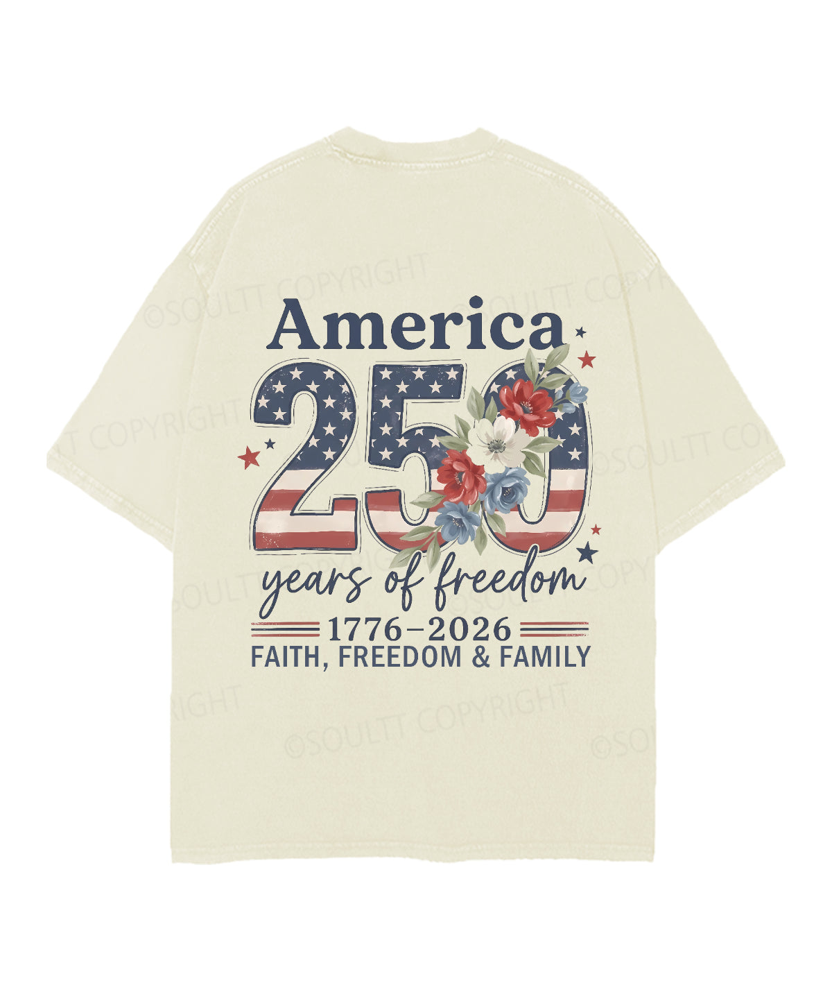 250 Years America Anniversary Double Sided Unisex Christian Washed T-Shirt & Shorts