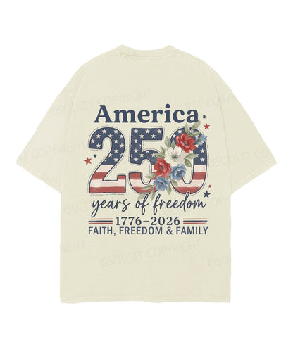 250 Years America Anniversary Double Sided Unisex Christian Washed T-Shirt & Shorts