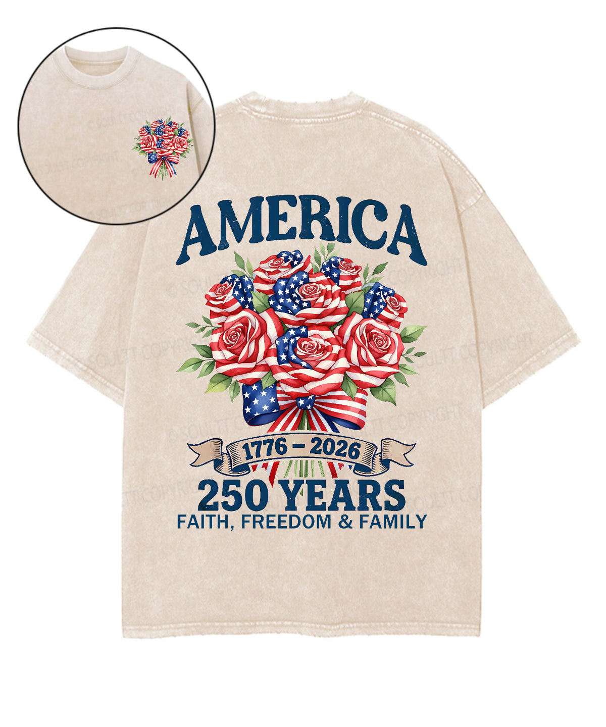 250 Years America Anniversary Double Sided Unisex Washed Christian T-shirt