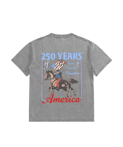 Kids 250 Years America Anniversary Double Sided Washed Christian T-shirt