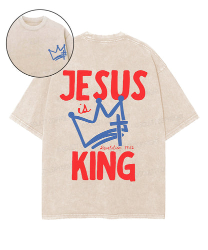 Jesus Is King Double Sided Unisex Washed Christian T-shirt