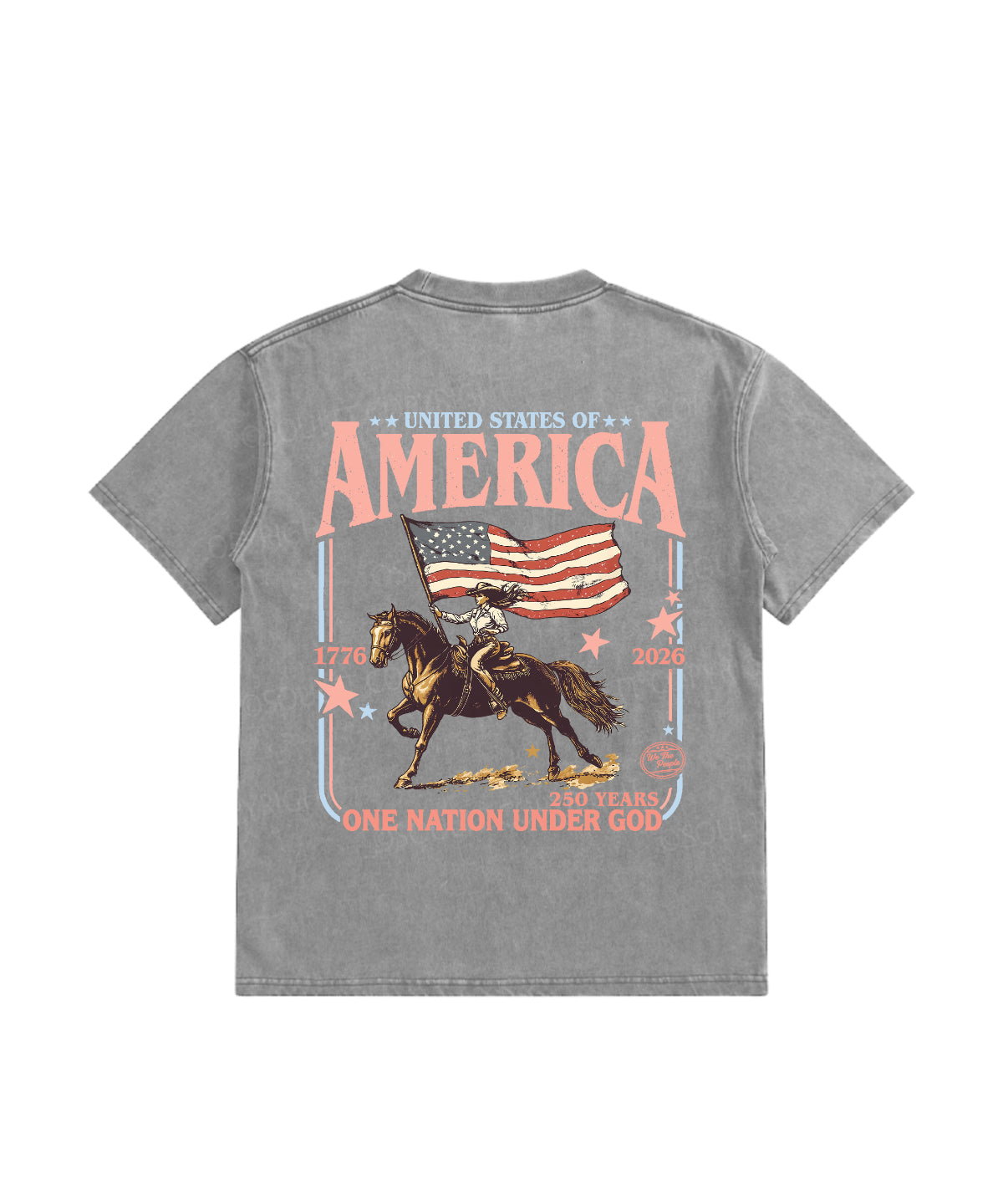 Kids One Nation Under God Double Sided Washed Christian T-shirt