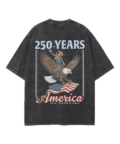 250 Years America Anniversary Double Sided Unisex Washed Christian T-shirt