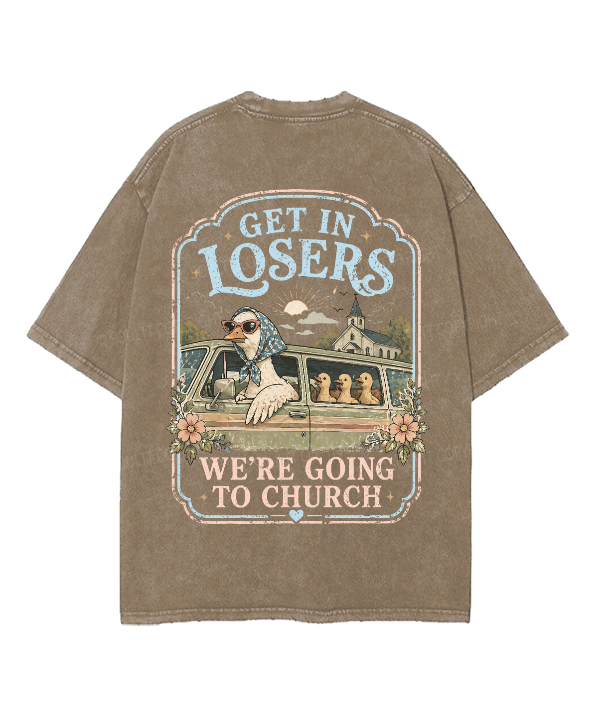 We're Going To Church Double Sided Unisex Washed Christian T-shirt