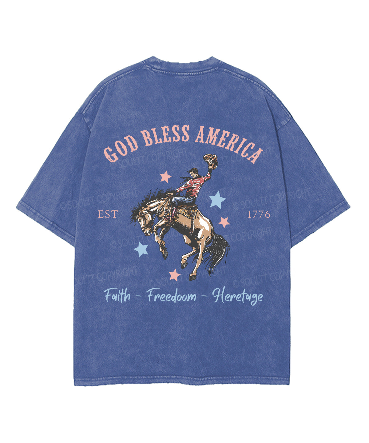 God Bless America Double Sided Unisex Washed Christian T-shirt