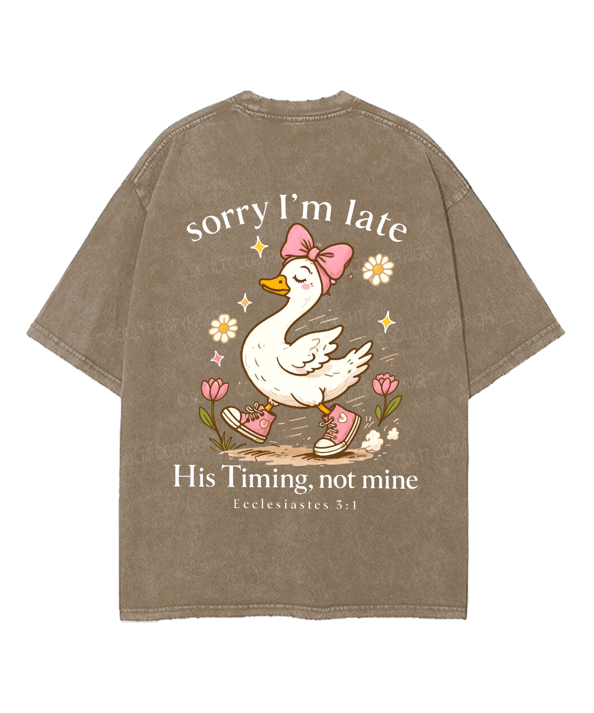 Sorry I’m Late, His Timing Not Mine Double Sided Unisex Washed Christian T-shirt