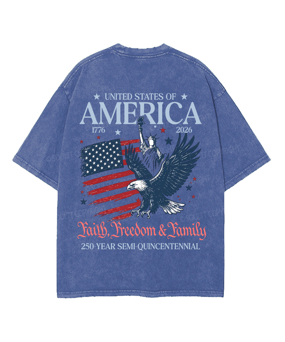250 Years America Anniversary Double Sided Unisex Washed Christian T-shirt