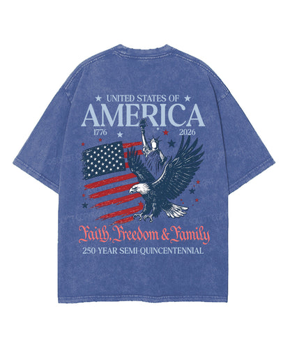250 Years America Anniversary Double Sided Unisex Washed Christian T-shirt