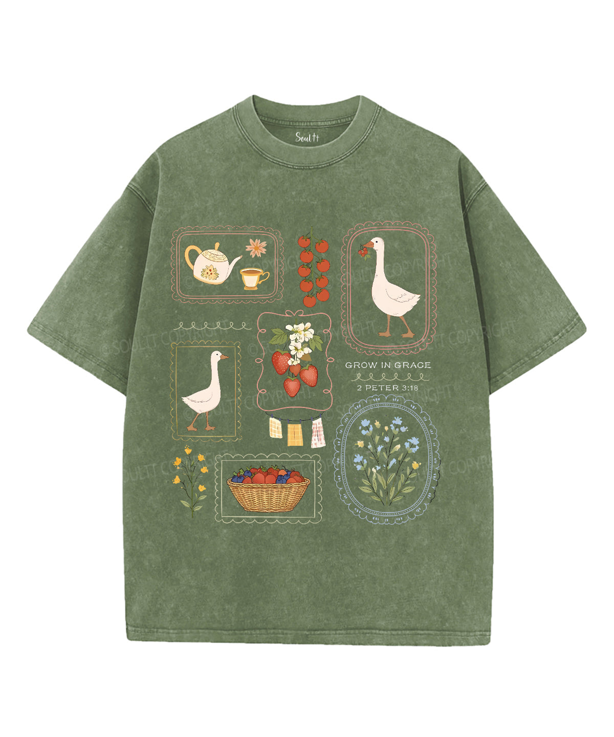 Grow In Grace Unisex Washed Christian T-shirt
