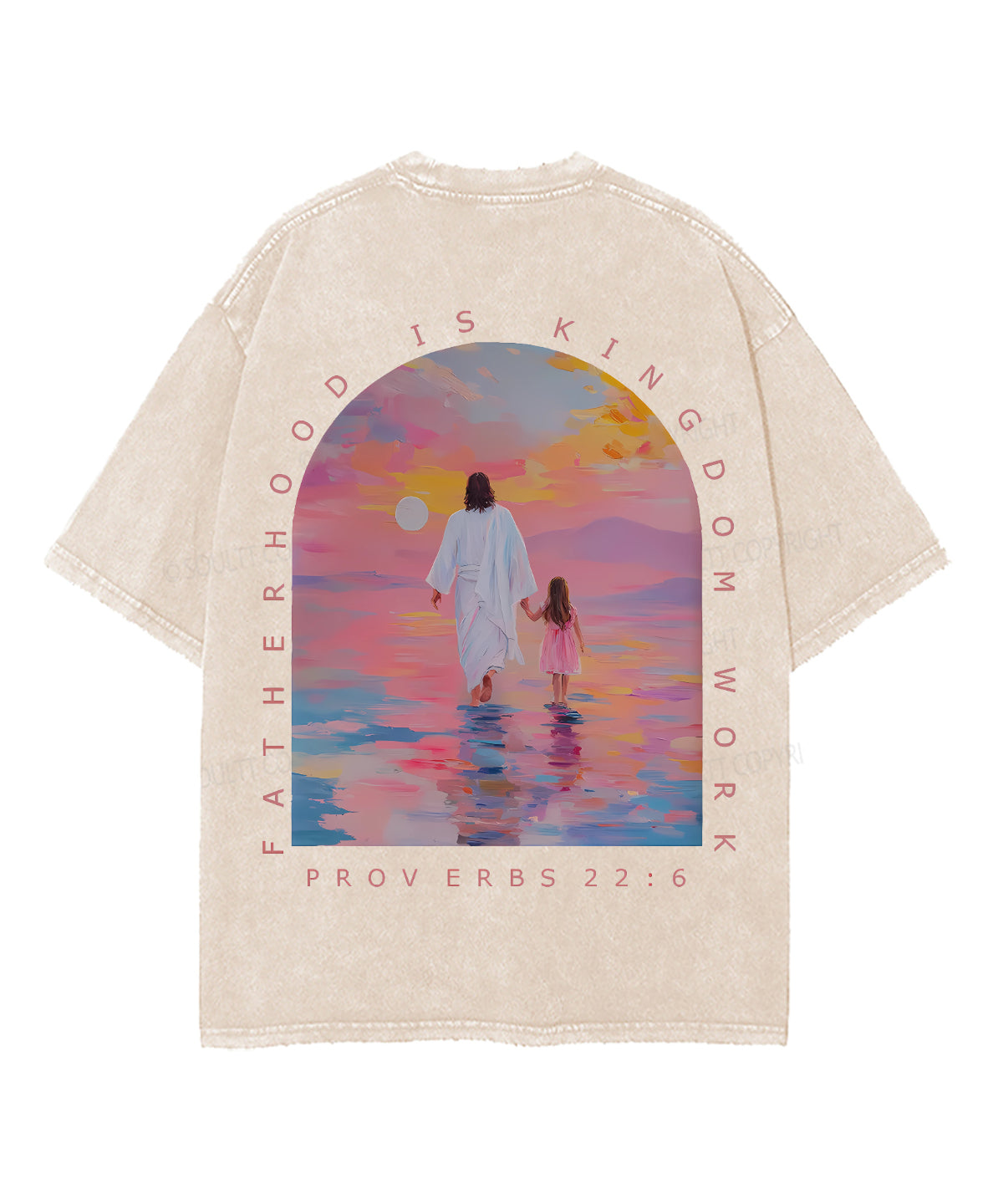 Fatherhood Is Kingdom Work Double Sided Unisex Washed Christian T-shirt