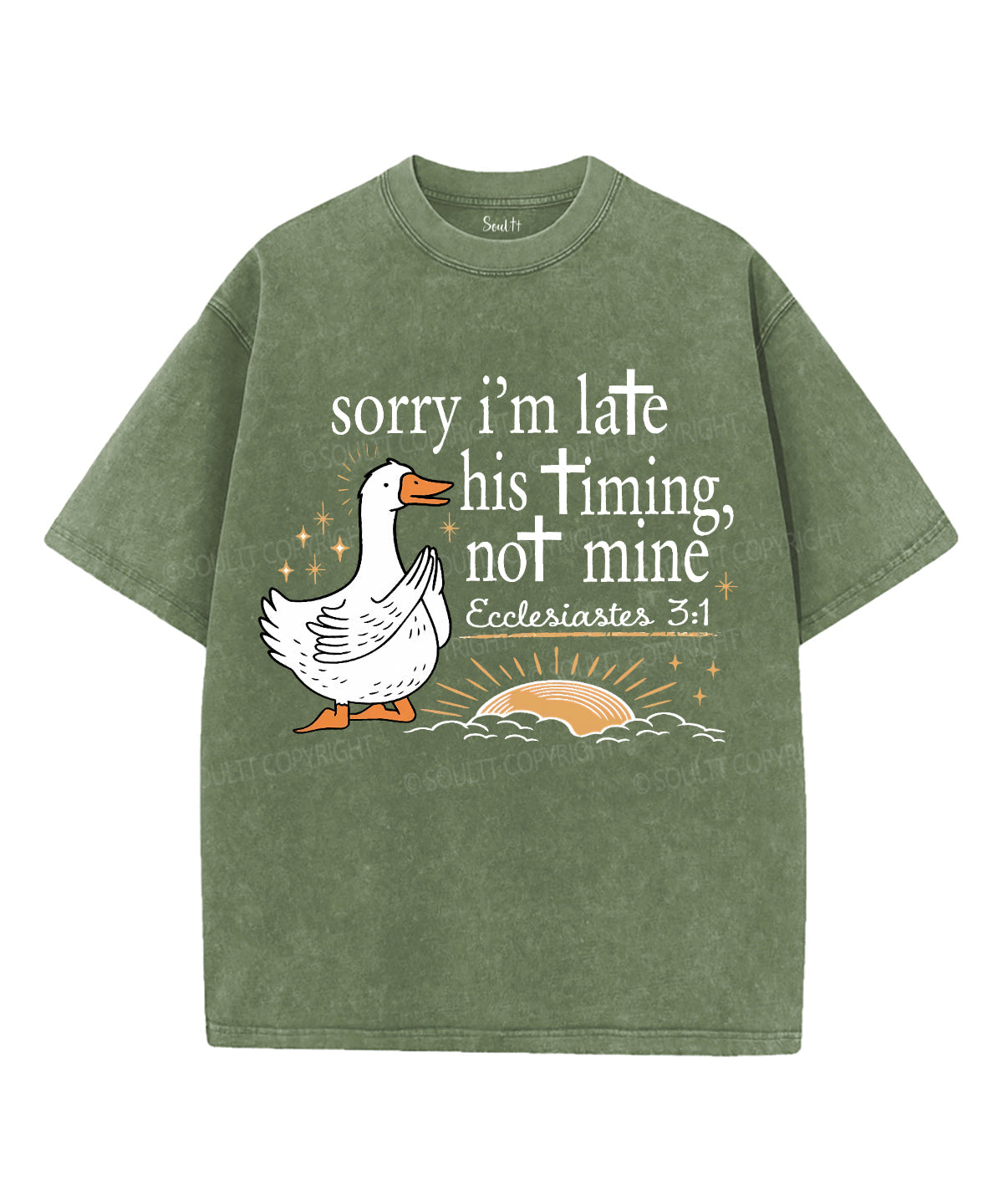 Sorry I'm Late Unisex Washed Christian T-shirt