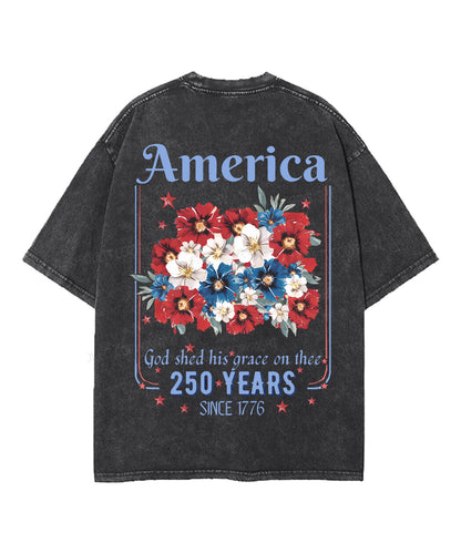 250 Years America Anniversary Double Sided Unisex Washed Christian T-shirt