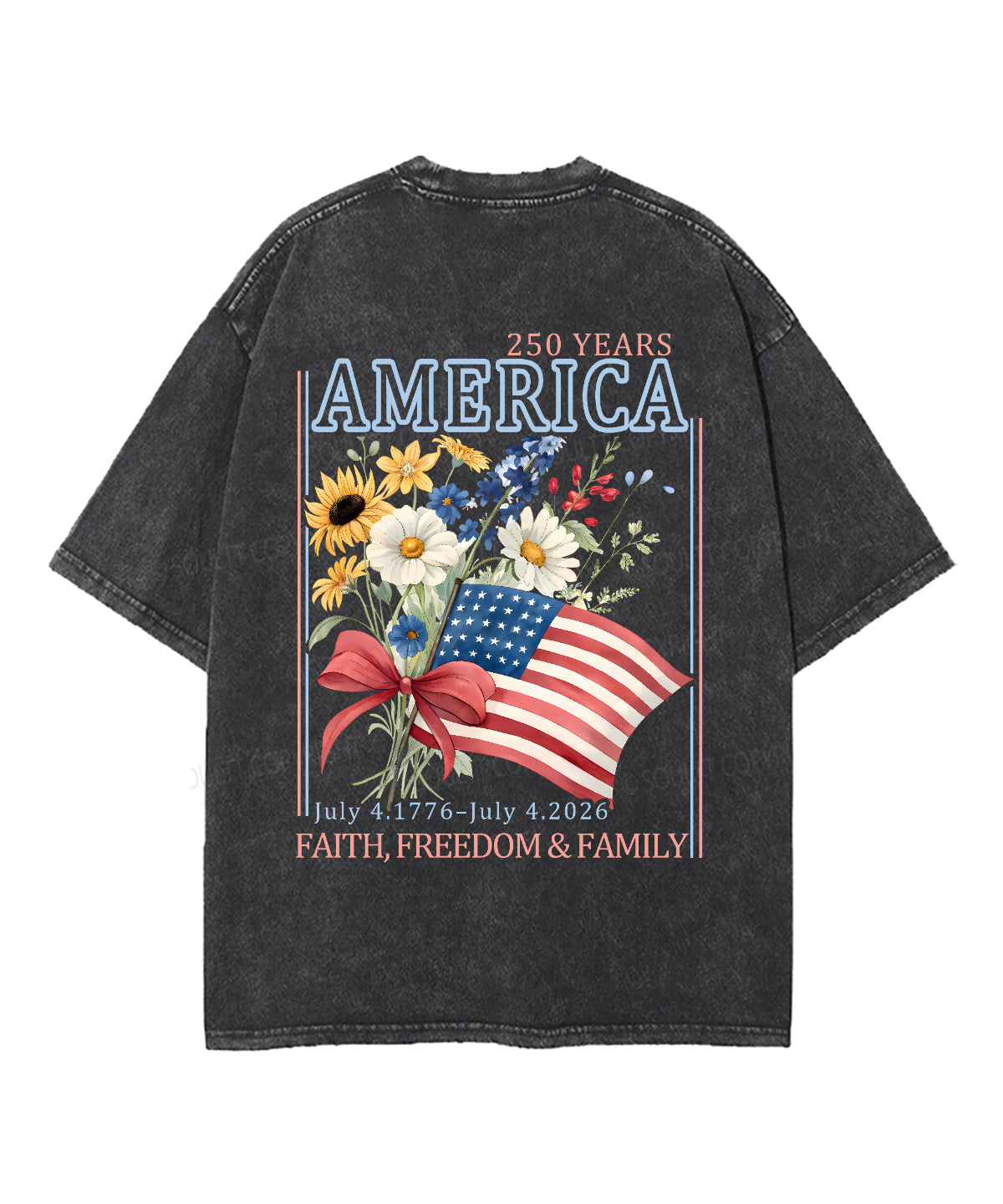 250 Years America Anniversary Double Sided Unisex Washed Christian T-shirt