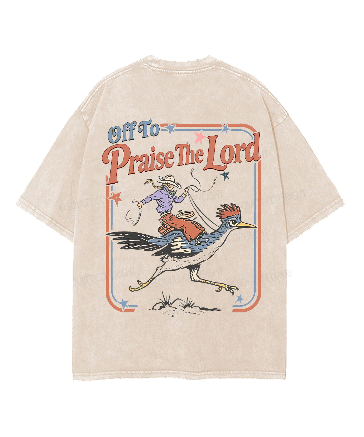 Off To Praise The Lord Double Sided Unisex Washed Christian T-shirt