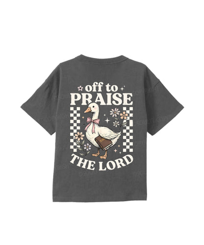 Kids Off To Praise The Lord Double Sided Cotton Christian T-shirt