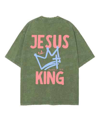 Jesus Is King Double Sided Unisex Washed Christian T-shirt