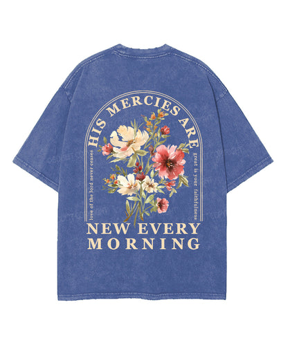 His Mercies Are New Every Morning Double Sided Unisex Washed Christian T-shirt